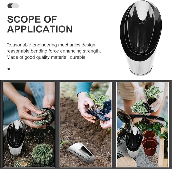 GANAZONO 3pcs Bonsai Soil Scoops Stainless Steel Garden Shovels 3 Sizes Soil Scoops Soil Metal Spade Shovel Cup Succulent DIY Bonsai Plant Helper Garden Tool for Digging Fertilizer Feed Scooper