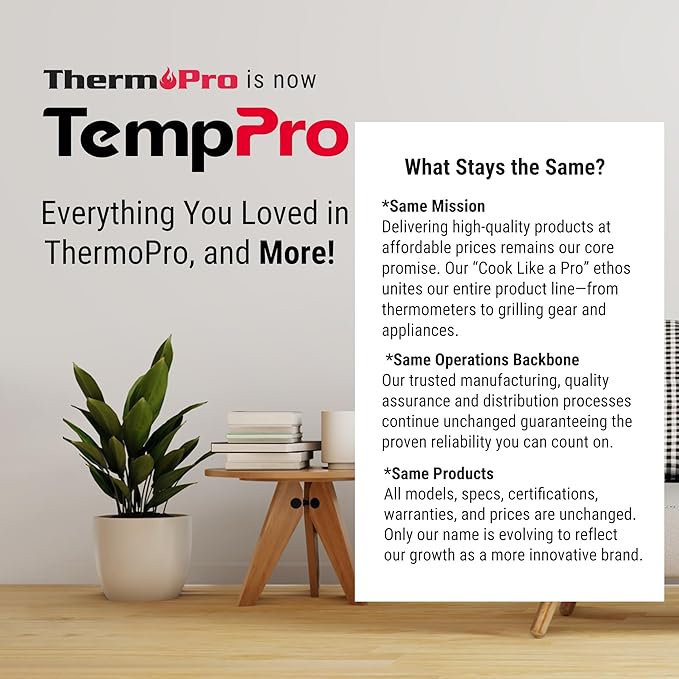 TempPro TP60-2 Digital Hygrometer Indoor Outdoor Thermometer Wireless Temperature and Humidity Gauge Monitor Room Thermometer with 500ft/150m Range Humidity Meter (Previously ThermoPro)
