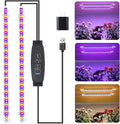 RWNTAO Two Strip Growing Lamp for Indoor Plants, Red & Blue & Yellow Full Spectrum LED Grow Light Strips with Auto ON/Off 3/9/12H Timer,10 Dimmable Levels for Green House Succulent (2 Head 13 in)