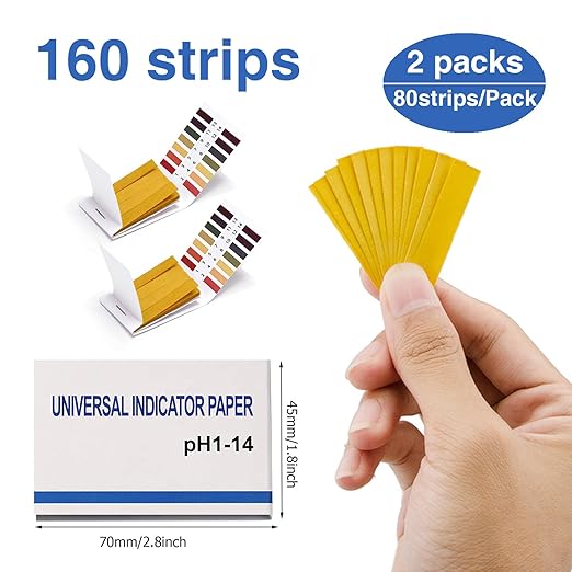2 Pack pH Test Strips, 160 Strips pH.1-14 Universal pH Test Paper Litmus Test Paper Soap Making Testing Strips for Water Wine Saliva Urine Soil Testing Pet Food and Diet pH Monitoring (Sealed Pack)