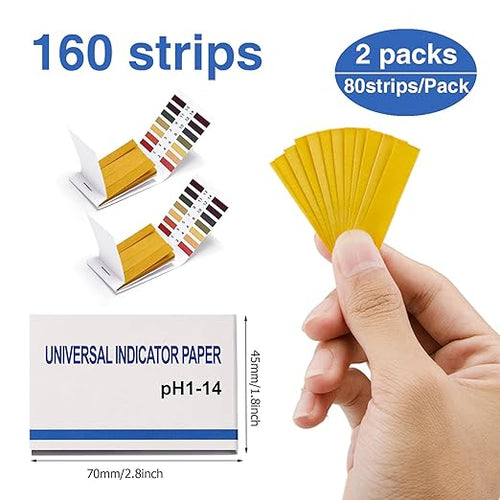 2 Pack pH Test Strips, 160 Strips pH.1-14 Universal pH Test Paper Litmus Test Paper Soap Making Testing Strips for Water Wine Saliva Urine Soil Testing Pet Food and Diet pH Monitoring (Sealed Pack)