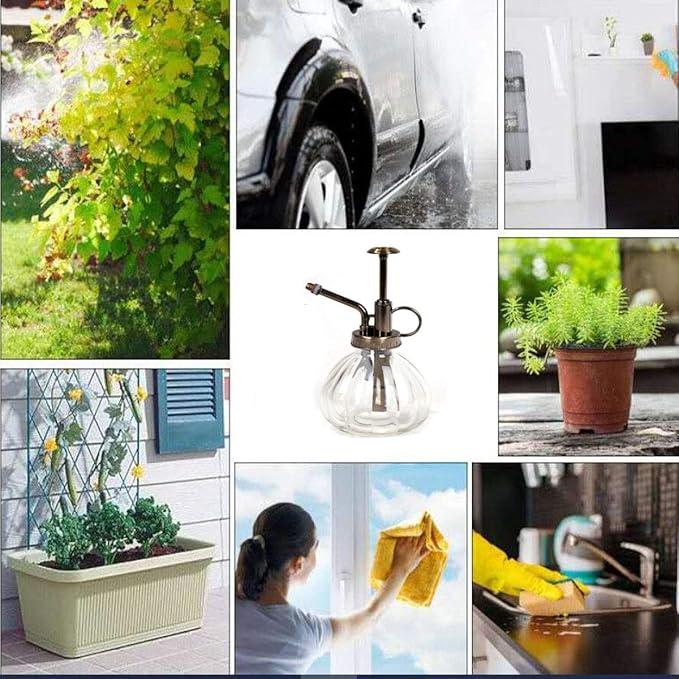 Gugou Water Spray Bottle Vintage Pumpkin Style Decorative Glass Plant Atomizer Watering Can Pot | Plant Mister with Top Pump for Indoor Potted Plants Terrariums Flowers