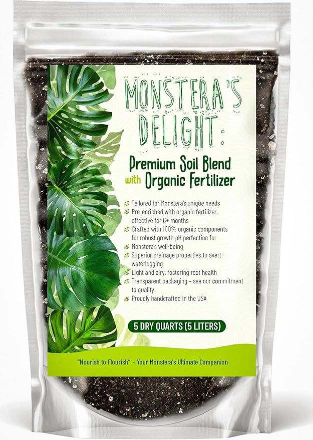 GARDENWISE Monstera Potting Soil Mix – Organic, Fast-Draining, Chunky Soil with Coconut Coir & New Zealand Bark for Indoor Plants – Premium Fertilizer for Monstera Deliciosa, Albo & More (5 quarts)