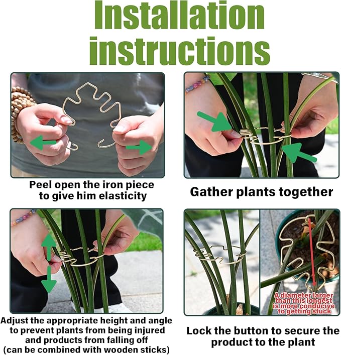 Yohsnor Monstera Plant Stem Support - 5 Piece Set, 4.13x2.95in Durable Leaf Holder & Fishbone Cactus Stake for Healthy Growth of Climbing Plants - Easy to Use Indoor Plant Decor