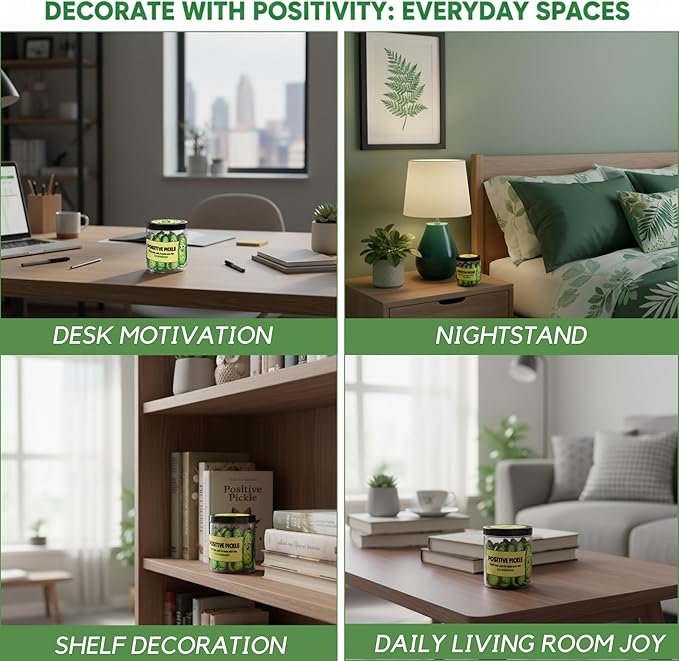 Emotional Support Pickle, Positive Pickle Jar with 60 Affirmation Cards, Gifts for Women, Men