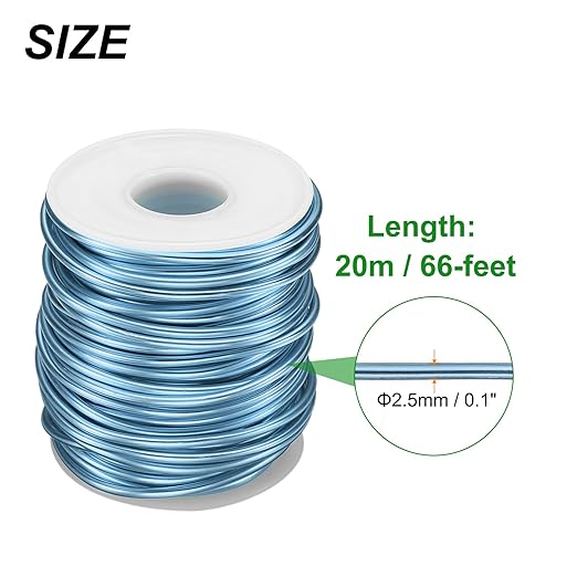 HARFINGTON Bonsai Wire Anodized Aluminum Training Wire Roll 2.5mm/10 Gauge 66ft Length Bendable Bonsai Tree Kit for Garden, Horticulture, Landscape, Planting, Gray Blue