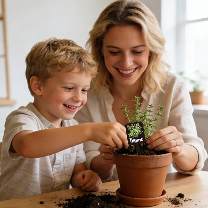 Whaline 12Pcs Herb Plant Label Signs 12 Styles Garden Herb Markers Thickened Waterproof Acrylic Plant Stake Tags with Names for Nursery Indoor Outdoor Garden Decor