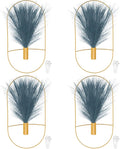 uxcell 4 Pcs Wall Decor Metal Gold Wall Art Hanging Planters with Artificial Pampas, Wall-Mounted Decor Metal for Display Artwork Plant Hanging Living Room Bedroom, Blue (Oval)