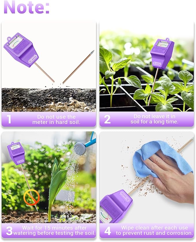 Dr.meter Soil Moisture Meter Tester for Plants, Hygrometer Moisture Sensor for Houseplants Indoor Outdoor Garden Lawn Use - Plant Water Meter Gauge Test Kit, No Battery Needed - Gardening Gifts