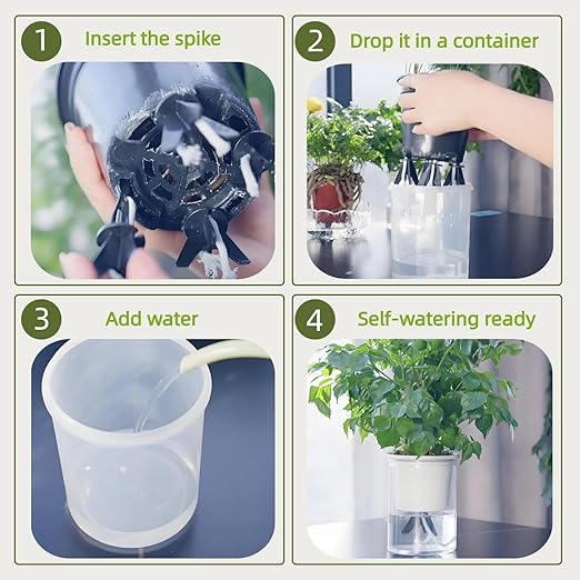GreenShip 4-Pack Patented Self-Watering Spikes – DIY Plant Watering System for Indoor Plants, Fits Grower Pots, Reuse Containers, Automatic Self-Watering Stakes (Medium)