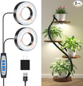 Wiaxulay Grow Lights for Indoor Plants, 96 LEDs Full Spectrum LED Plant Grow Light, 5V/2A Under Cabinet Grow Lamp with Auto Timer 6/12/16 Hrs, 3 Lighting Mode, 5 Brightness, Two Head (3.5in)