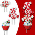 3 Pack Metal Christmas Yard Signs Decor for Multiple Stacked,Voumsil Christmas Yard Stakes with Candy Fall Yard Decor for Outside Garden Yard Lawn Porch