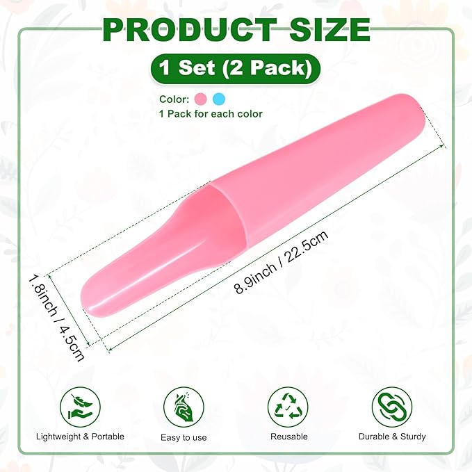 M METERXITY 4-Pack Bonsai Soil Scoops, Plastic Garden Soil Scoops Bucket Shovel Potting Scoopers for Transplanting/Flower Planting/Plant Succulent, Colorful Small Gardening Tools [Pink, Blue]