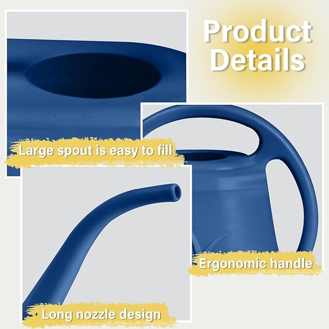 Hand Watering Can - for Home Plant Garden - 1/2 Gallon - Blue
