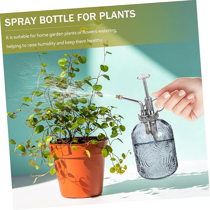 Yardwe 350ML Glass Plant Mister Spray Bottle Vintage Plant Spray Bottle Watering Bottle Small Watering Can (Silver)