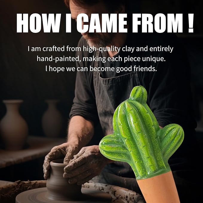 Mother’s Day Gift for Mom from Daughter or Son, 4 Pack Terra Cotta Watering Globes, Handcrafted Cactus Shaped Self-Watering Spikes, Slow Release Plant Water Bulbs for Indoor & Outdoor Pots