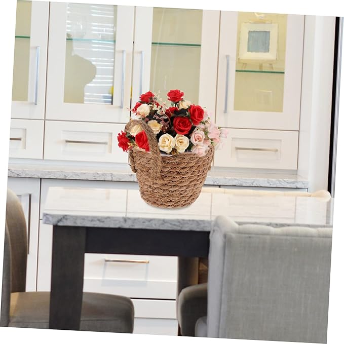 BESPORTBLE 2sets Seagrass Planters for Indoor Straw Pots for Outdoor Woven Flower Baskets Rattan Planter Baskets Handmade Storage with Liner 2pcs*2