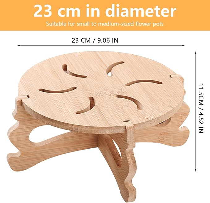 2Pc Plant Stand Indoor,Natural Bamboo Plant Stand Indoor,No Screws Required Stable Outdoor Plant Pot Stand for 5-15 lnch Pots,Mid-Century Modern Plant Stool for Living Room, Balcony, Office