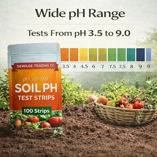 Soil pH Paper Test Kit – 100 Tester Strips (3.5-9 Range) – Use for Testing Garden Home Lawn Grass Vegetable Gardening Dirt Yard Compost Outdoor and Indoor Plants, Green