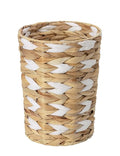 StorageWorks Wicker Waste Basket, Small Trash Can, Rattan Trash Basket with Handwoven Water Hyacinth and Paper Rope, Wicker Garbage Can for Bathroom, Bedroom, 1 Pack