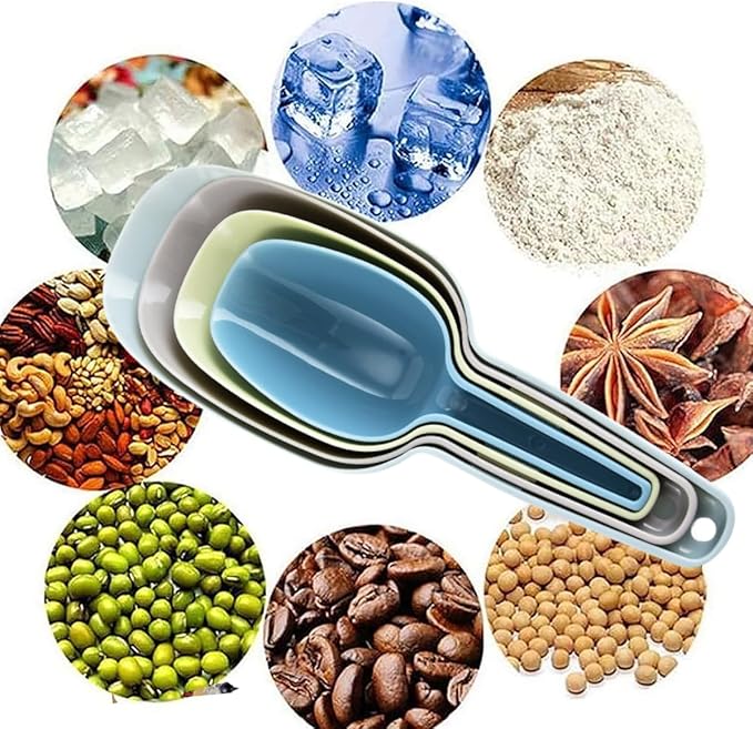 Ice Scoop Set of 4, Plastic Kitchen Scoops for Canisters, Flour, Dry Foods, Candy, Pop Corn, Coffee Beans and Pet Food