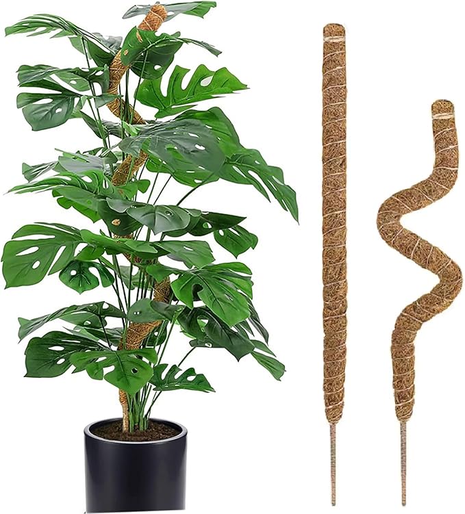 Moss Pole, 31.5" Bendable Moss Pole for Plants Monstera, Tall Moss Poles for Climbing Plants Indoor DIY, Coir Plant Pole Sticks Support Stakes for Potted Plants, Pothos, Philodendron,2 Pack