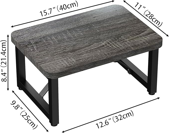 SZLHANJZ One Step Stool, Wooden Foot Stool for Adults, Small Stepping Stool for Bed and Closet, Heavy Duty Step for Kitchen, Dorm, and Indoor Use, Dark Gray