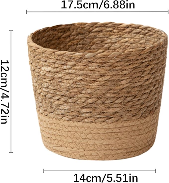 Jute Rope Plant Basket Indoor Modern Woven Flower Pot Basket Seagrass Storage Organizer Planter Rustic Decorative Plant Containers Cover Laundry Bin for Porch Living Room Entryway (6.88×6.88×4.72Inch)
