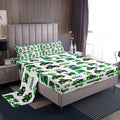 Feelyou Kid's Sheet Set Queen Excavator Car Bedding Set for Boys Girls Children Bedroom Decor Construction Truck Tractors Bed Sheets Set (Flat Sheet + Fitted Sheet + 2 Pillow Case), Queen, Green