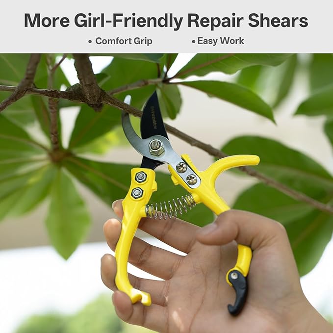 Pruning Shears for Gardening,Lightweight Plant Shears,Q-Shaped Garden Scissors for Cutting Flowers，Pruners for Tree Trimming,Indoor Plant Scissors for Women (Yellow)