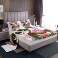 Feelyou Sloth Bed Sheets Set Queen Sheets for Girls Kids Children Cute Animal Pattern Fitted Sheet & Flat Sheet Super Soft Rose Floral Flowers Bedding Set Cartoon Sloth Decor Bed Sheet Set 4 Pcs