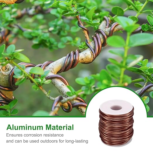 HARFINGTON Bonsai Wire Anodized Aluminum Training Wire Roll 2.5mm/10 Gauge 66ft Length Bendable Bonsai Tree Wire for Garden, Horticulture, Landscape, Planting, Copper