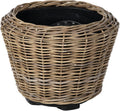 Kouboo Rattan Kobo Indoor Outdoor Planter Basket with Plastic Pot Large 65 Gallon Soil Capacity