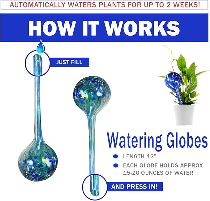 5 STAR SUPER DEALS Aqua Plant Watering Globes - Automatic Watering Ball Bulbs - Self Watering Plant Glass Bulbs System (16, Small)