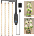 RWNTAO LED Plant Growing Lamp Strips, Full Spectrum 3500K Grow Light for Indoor Plants with 3/9/12H Timer and 10 Dimmable Levels for Green House Hydroponics Succulent, 4 Head 13 Inches