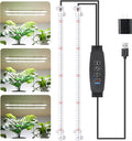 16‘’ LED Grow Light Strips for Indoor Plants, Full Spectrum 120 LEDs with 4 Install Methods, 6/12/16H Timer, 10 Dimmable Levels, 3 Switch Modes for Seedling Succulent Sunlike Strip (2 Head 1 Pack)