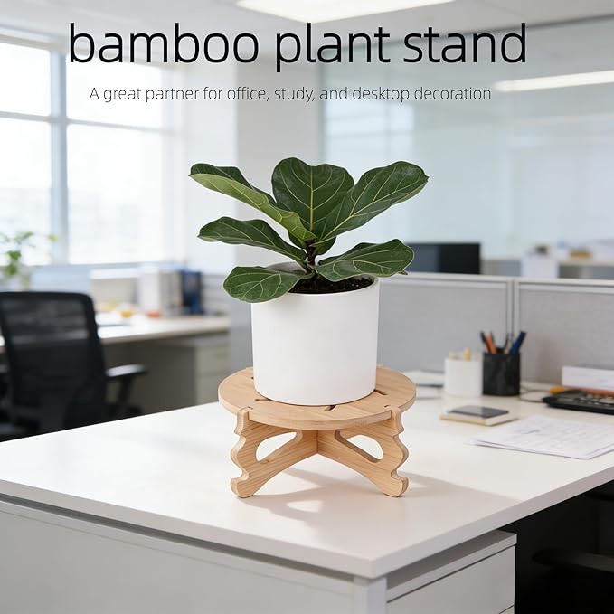 2 PCS Small Plant Stands Indoor, Round Bamboo & Wood Plant Holder Outdoor Flower Pot Stand, Wooden Display Flower Support Pedestal Board Accessories Plant Tables, Suitable for up to 4 inches