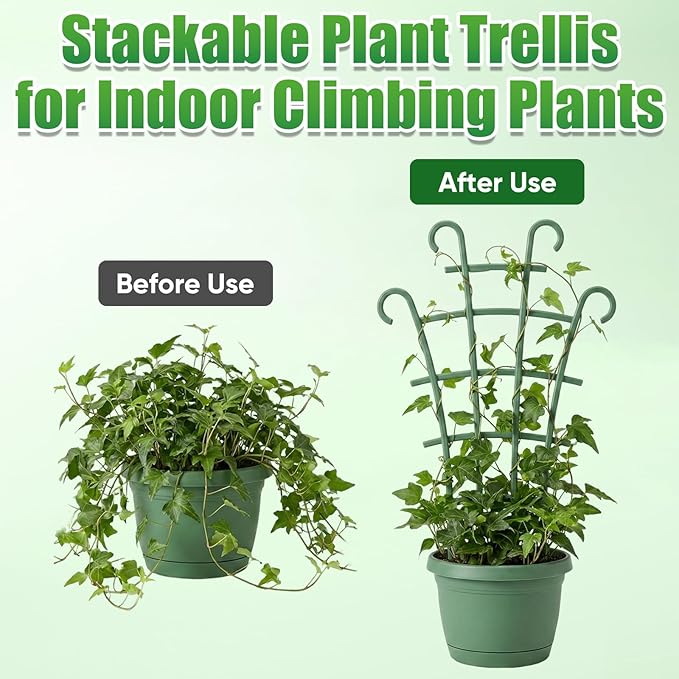 6PCS Indoor Small Trellis,Stackable Plant Trellis for Indoor Climbing Plants,Small Plant Climbing Trellis for Potted Plants Plastic Climbing,Potted Plant Trellis for Houseplants