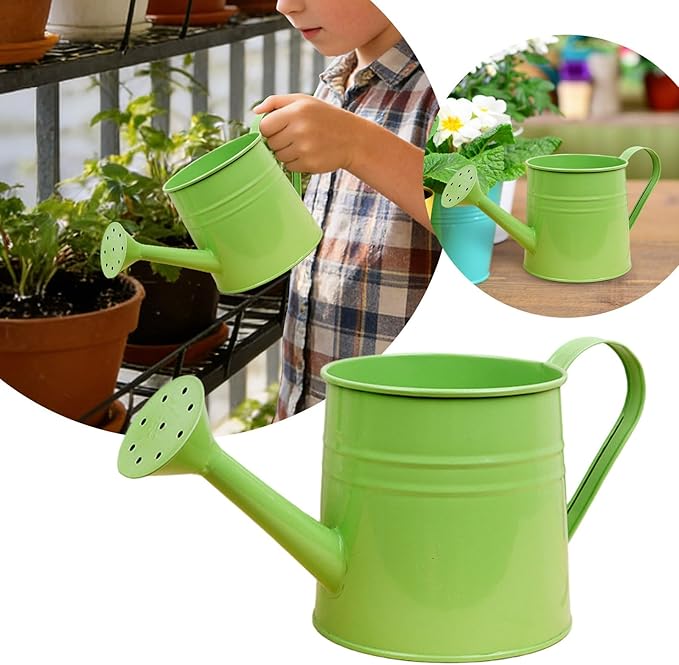 1.6L Watering Can for Indoor Outdoor Plants, Modern Small Watering Cans, Metal Flower Watering Can, Long Spout Watering Can-Colorful Plant Waterer for Indoor Bonsai Plants Garden Flowers (Green)