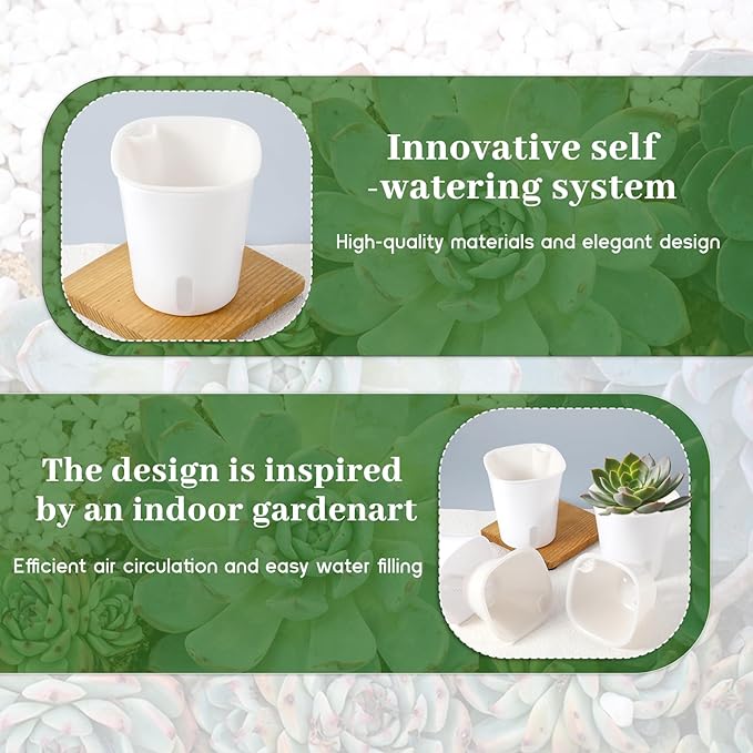 20 PCS 3 Inch Self Watering Pots for Indoor Plants, Plastic Flower Plant Pot with Level Indicator Vents, Self Watering Plant Pot for Flowers