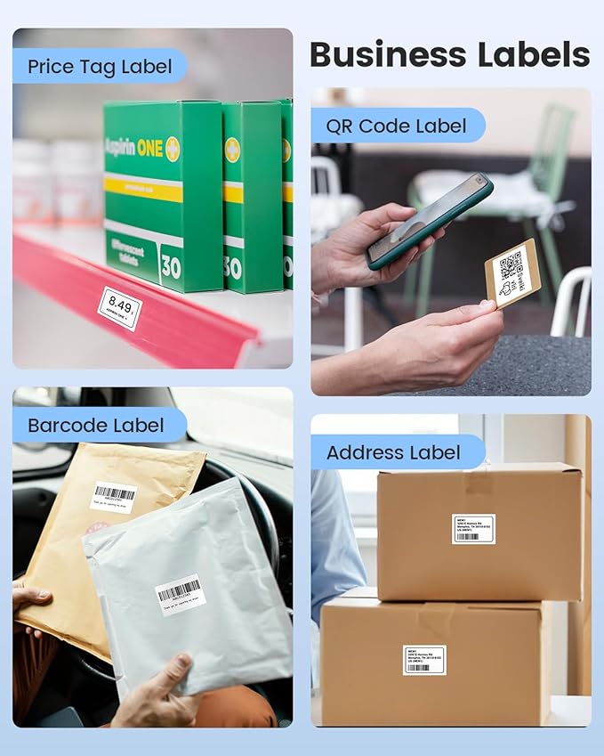 M100 M110 Thermal Labels 1.57"x1.18" (40x30mm), for M100/ M110/ M220/ M221/ M250/ M260 Label Maker, Compatible with Phomemo Labels, Original Refills, Waterproof White Sticker for Office/Business/Home