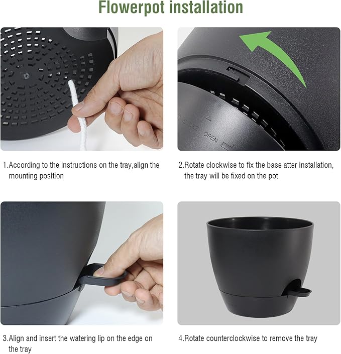 WSMKSZ 8 inch Self Watering Pots, 2 Pack Plastic Planters with Mesh Drainage Holes for Garden Plants and Flower, Plants Pots with Deep Reservoir for Indoor Outdoor Plants, Black