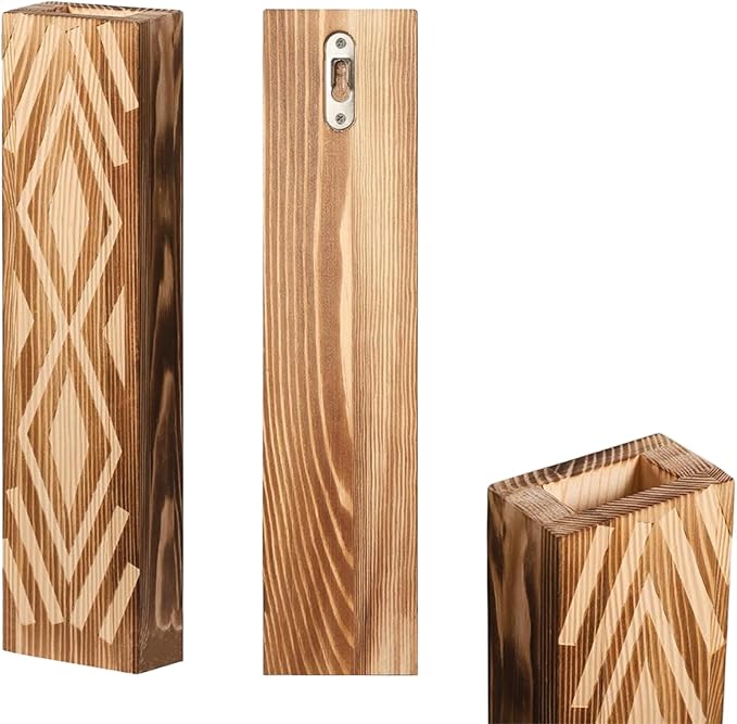 Wall Mounted Wooden Flower Vases Planter Geometric Pattern Hanging Floral Arrangements Container for Home Decors Natural Wood Vases Wall Decors