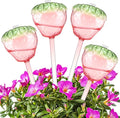 Vesici 4 Pcs Strawberry Watering Globes for Plant Self Top-Fill Watering Planter Insert Large Glass Bulb Waterer for Travel Vacation Indoor Outdoor Plants