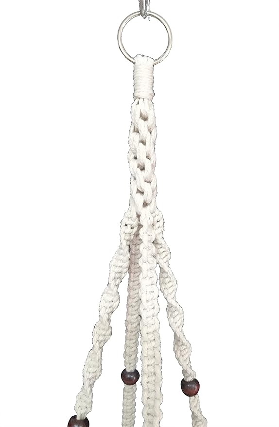 1 PCS Macrame Plant Hanger & Holder, Hanging Planter 4 Legs Double Deck for 8 inch to 10 inch Two Pots Indoor Outdoor Hanging Planter Hemp Rope 67 Inch with Metal Ring (Cotton)