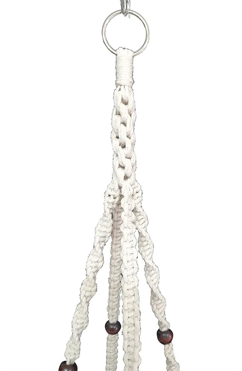1 PCS Macrame Plant Hanger & Holder, Hanging Planter 4 Legs Double Deck for 8 inch to 10 inch Two Pots Indoor Outdoor Hanging Planter Hemp Rope 67 Inch with Metal Ring (Cotton)