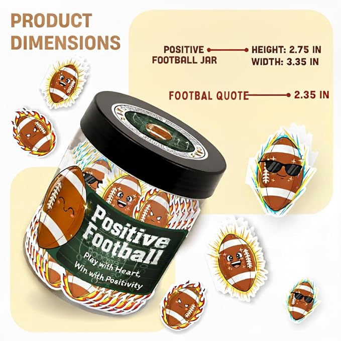 Positive Football Jar with 60 Affirmation Cards, Emotional Support Football Decor, Inspirational Present for Men and Women, Football Coach Appreciation, Birthday Gift Idea for Him or Coworker Female
