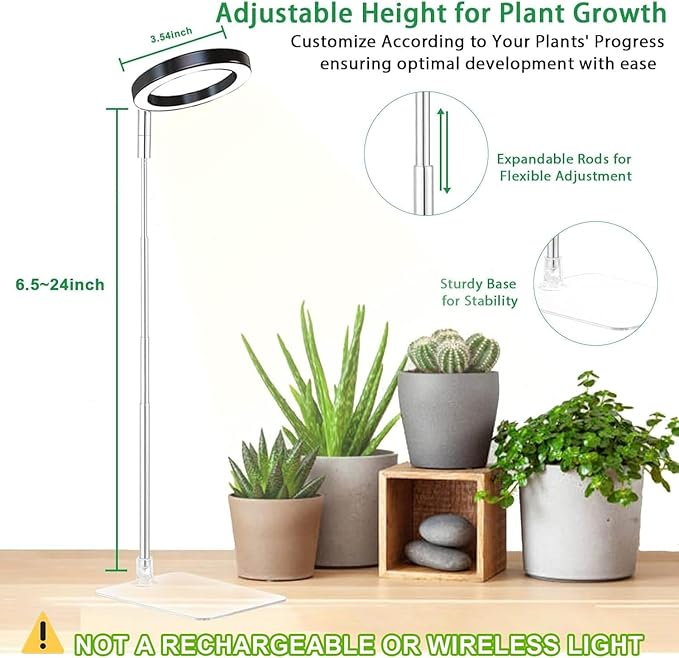 Plant Grow Light,yadoker LED Growing Light Full Spectrum for Indoor Plants,Height Adjustable, Automatic Timer, 5V Low Safe Voltage,Idea for Small Plant Light(3 Pack)