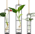 MIPON Metal Hanging Plant Propagation Station,3 Size Glass Test Tube Hydroponic Planter,Boho Wall Hanging Plant Cuttings Holder,Indoor Water Plant Terrarium Tubes for Home Office Window Decor-Black