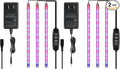 iPower 40W LED Grow Lights with Full Spectrum Plant Growing Light Strips for Indoor Plant with Auto ON/Off 3/9/12H Timer, 10 Dimmable Levels 48 LEDs Per Tude, 3 Tubes, Red&Blue (Pack of 2)